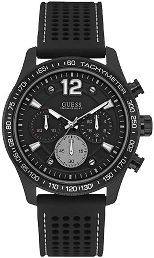GUESS orologio da polso cronografo sportivo cinturino in silicone nero tattico per uomo W0971G1